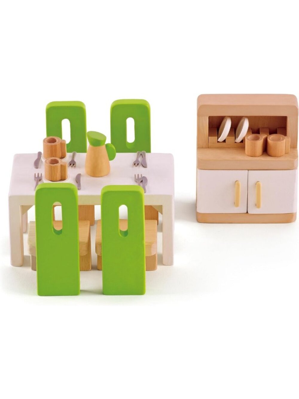 Miniature Wooden Dollhouse Dining Room Furniture Set with Accessories, 1:12